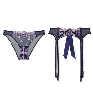 Victoria's Secret Bejeweled Embroidery panty and garter